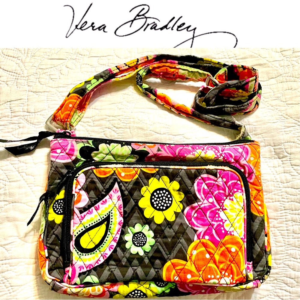VERA BRADLEY Messenger Hipster Crossbody multi color Floral/Paisley size10x7 EUC